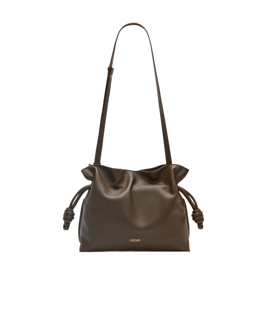 Loewe Flamenco Medium Clutch Bag In Napa Leather In Chocolate