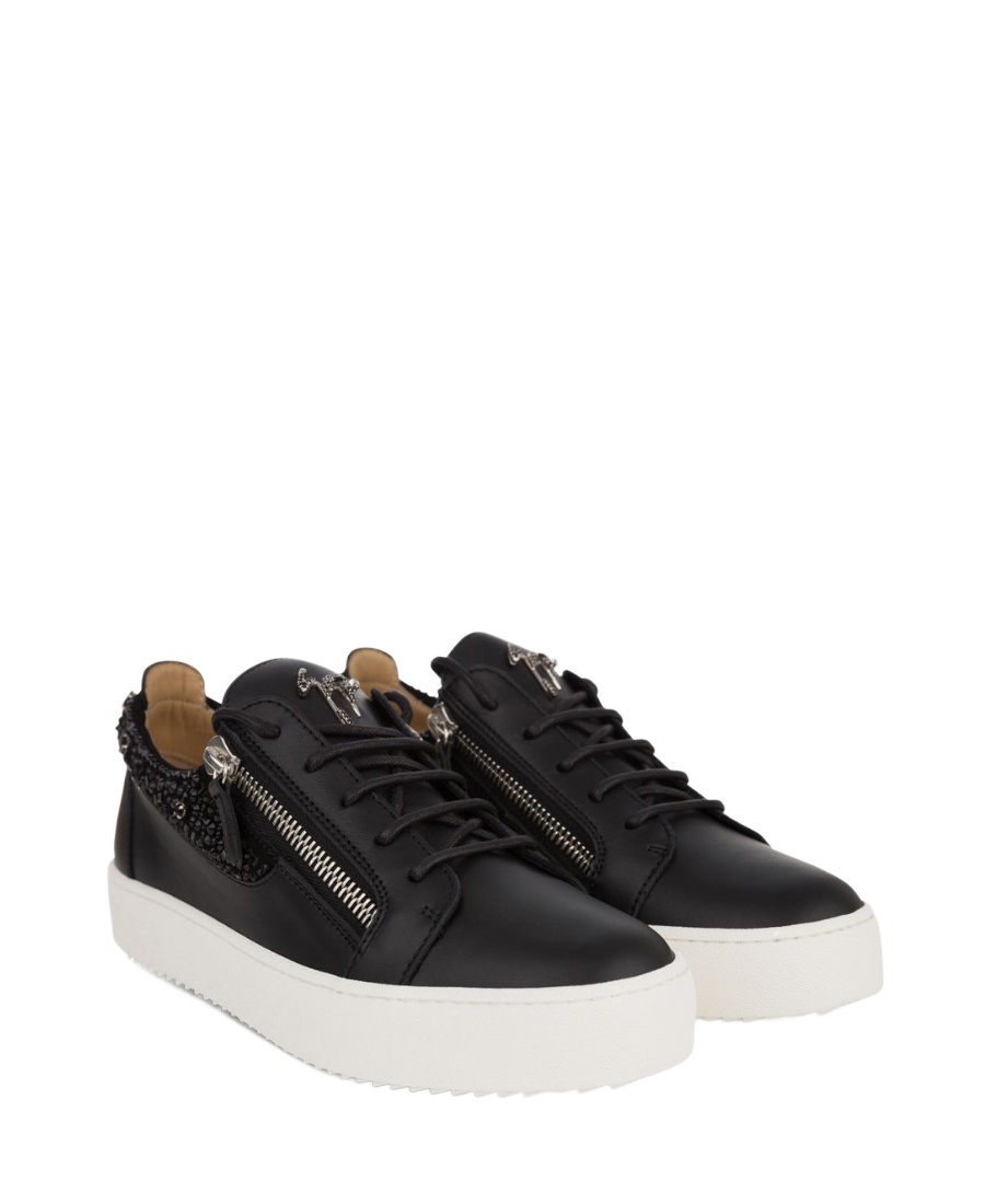 Shop Giuseppe Zanotti Black Crystal Decorated Sneakers