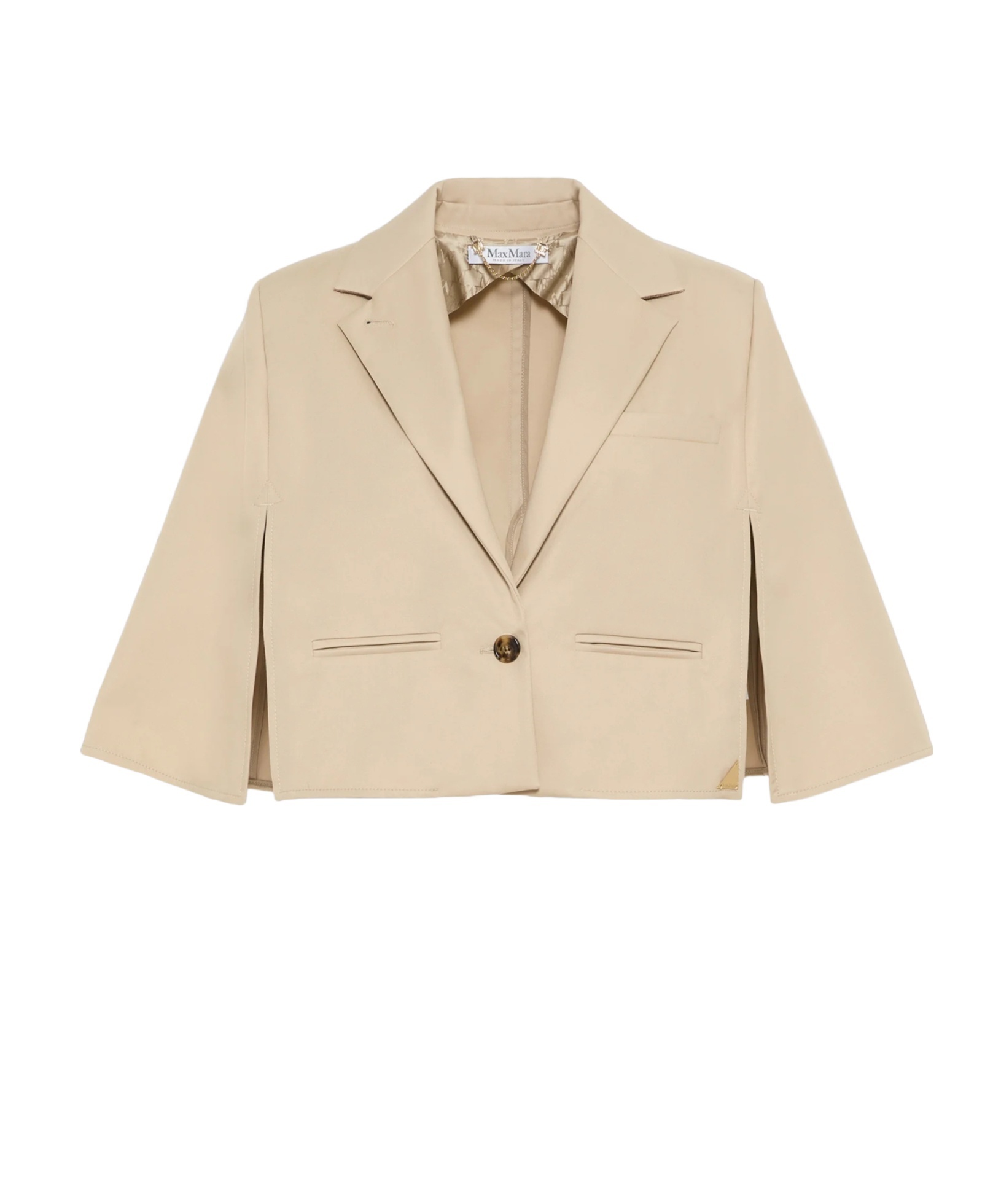 Max Mara Single-breasted Cape In Stone