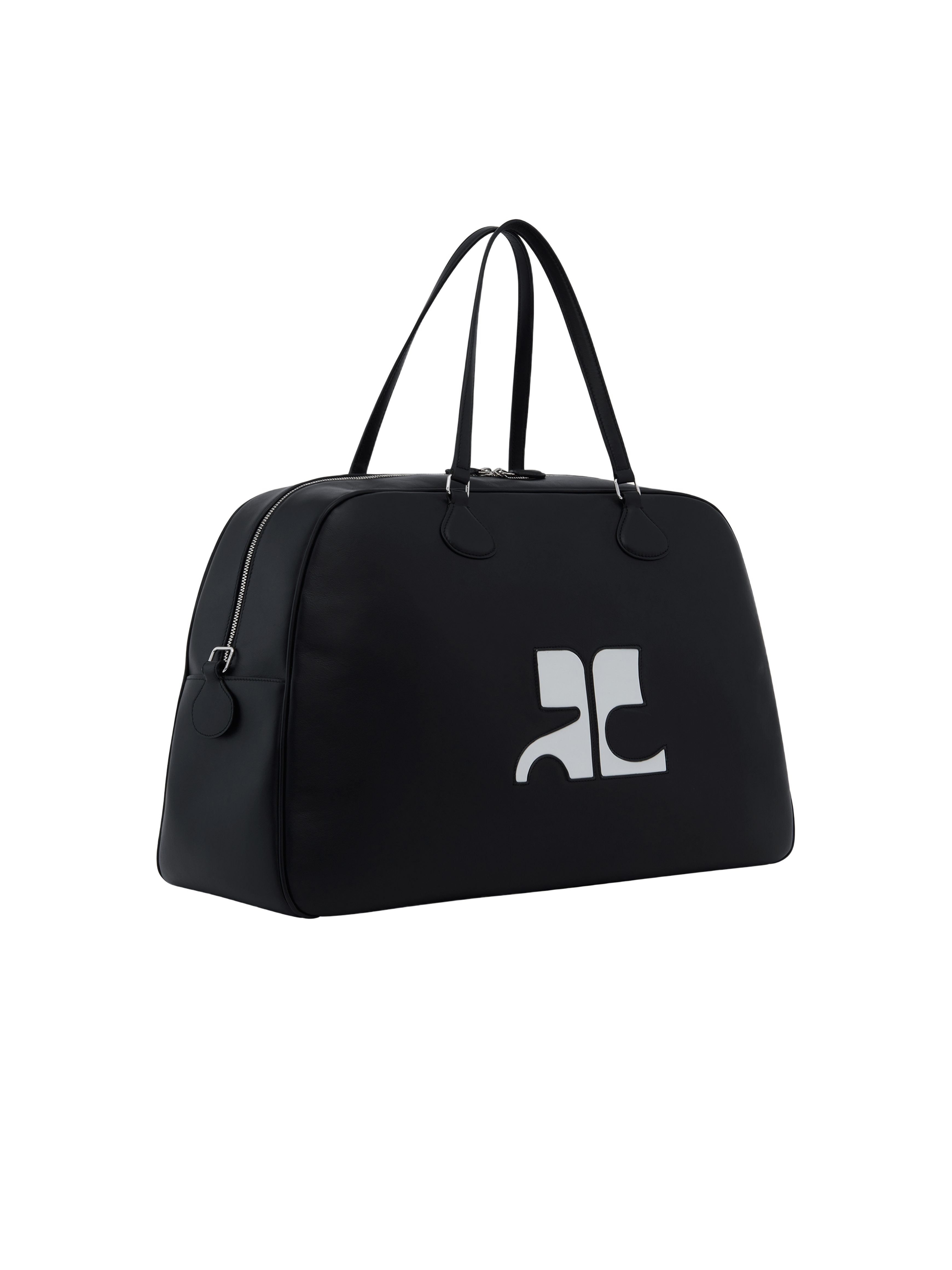 Courrèges Black Heritage Leather Weekender Bag In Black