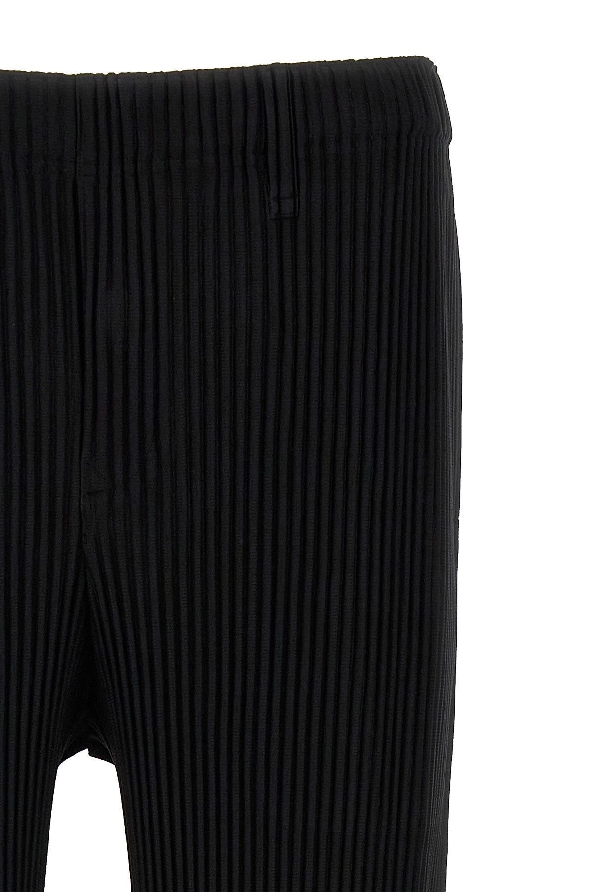 Issey Miyake Ns Black Pleated Belt Loops Tapered Leg Relaxed-fit Knitted Trousers In Black