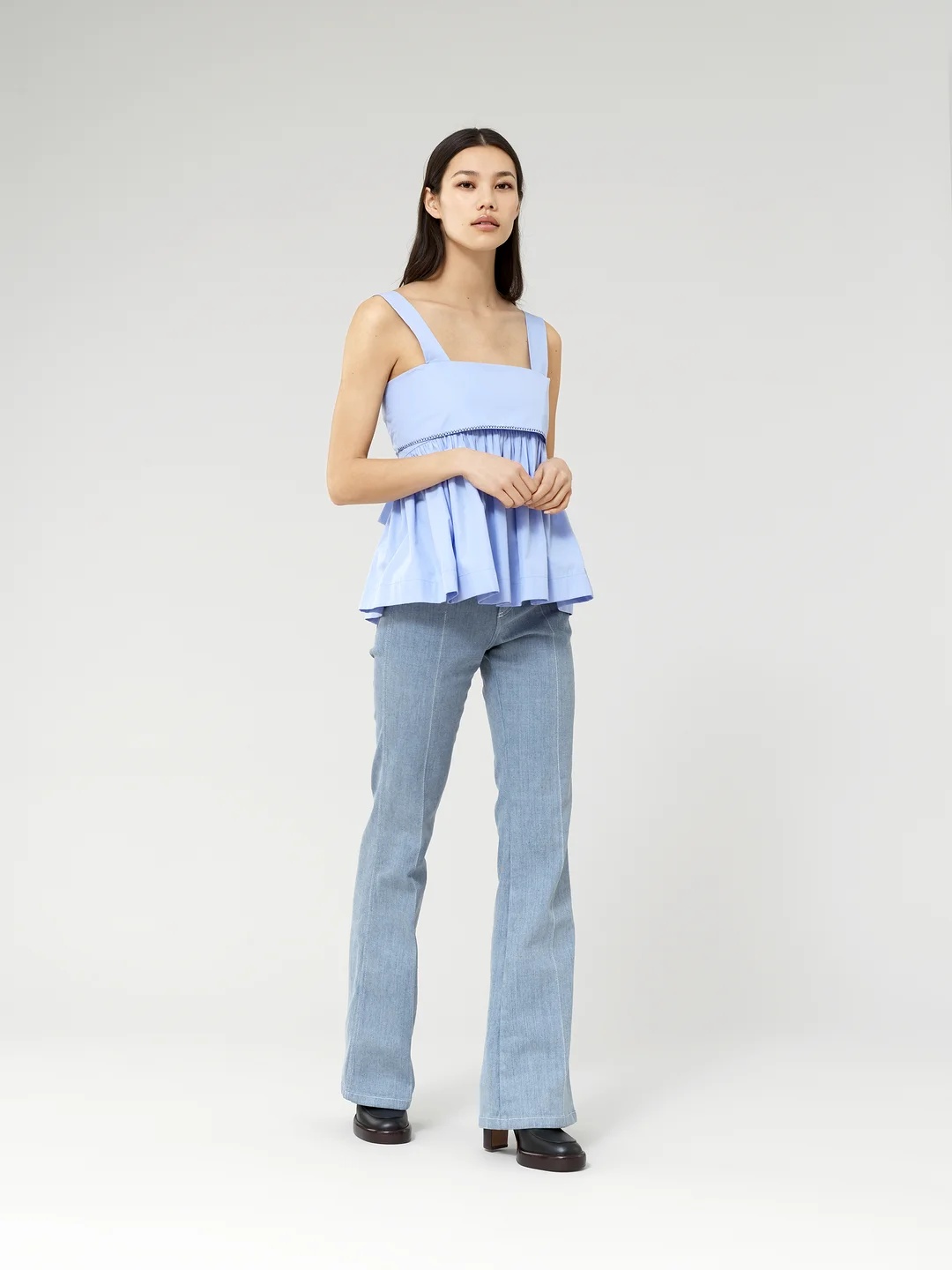 Chloé Pleated Detail Vest In Blue
