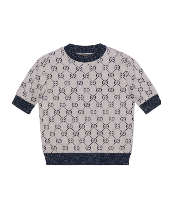 Gucci White Gg Jacquard Knit Sweater In White