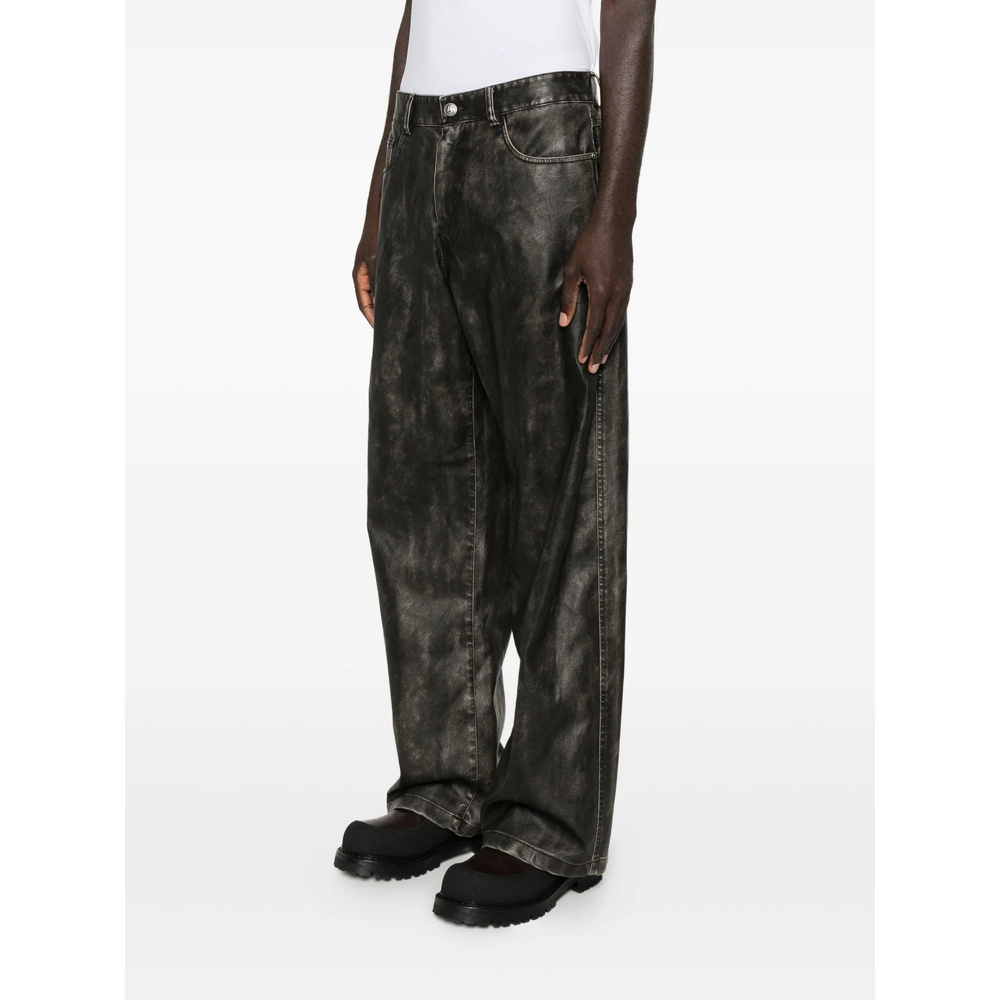 Palm Angels Curved Logo Coated Trousers In Black
