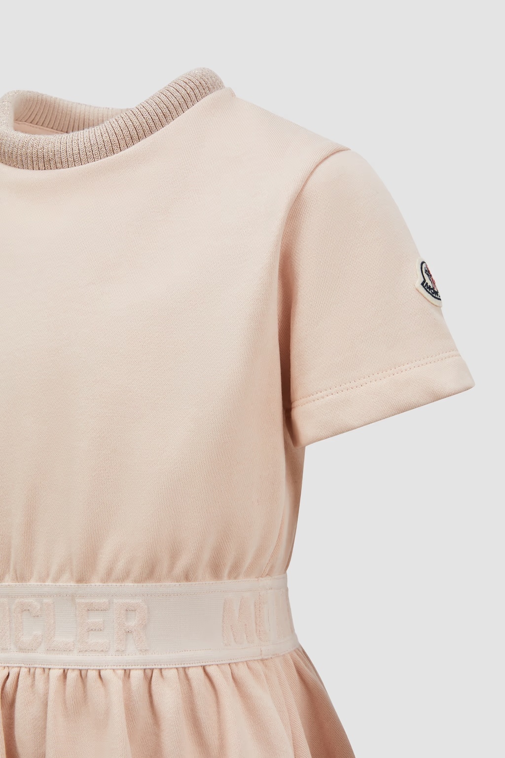Moncler Short Sleeve Dress In Nude