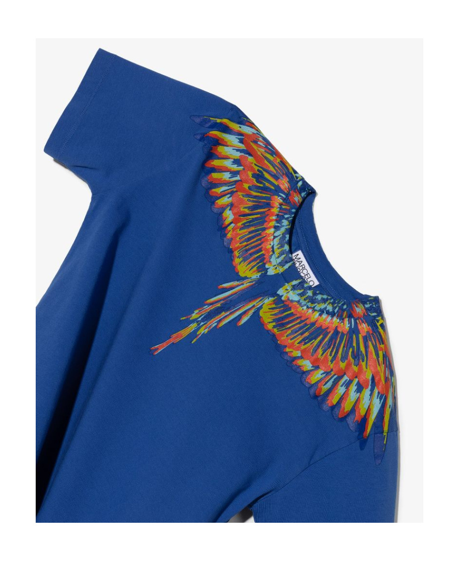 Marcelo Burlon County Of Milan Wings-print Cotton T-shirt In Blue