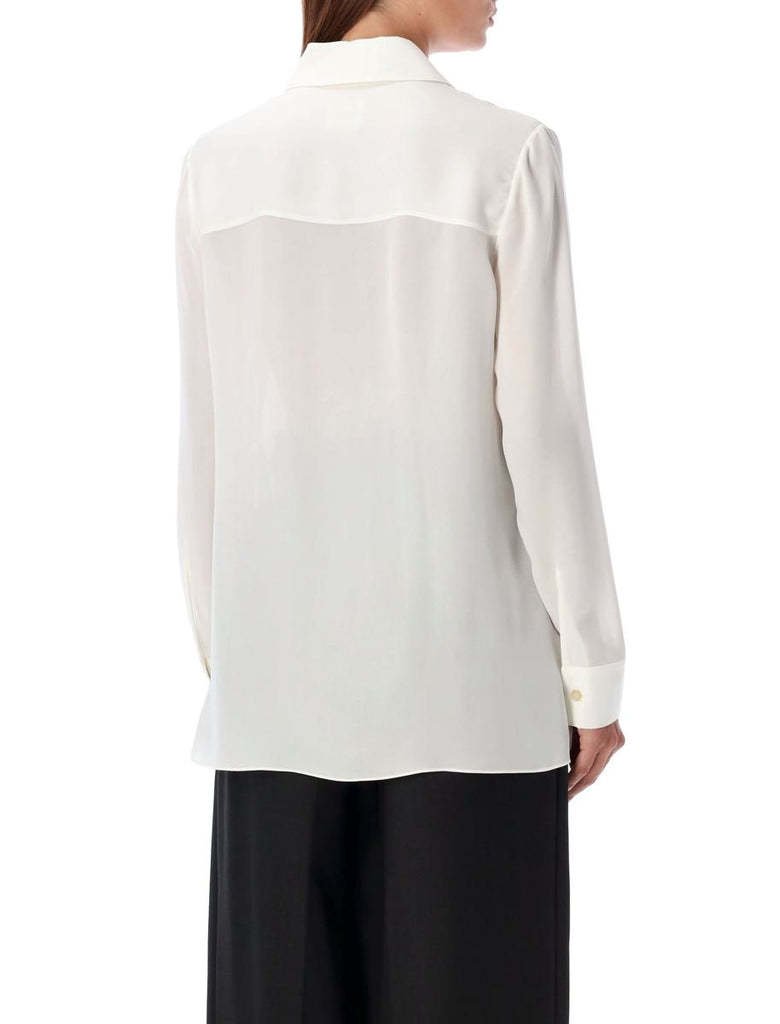 Khaite Luka Button-front Top With Ruffle Detail In White