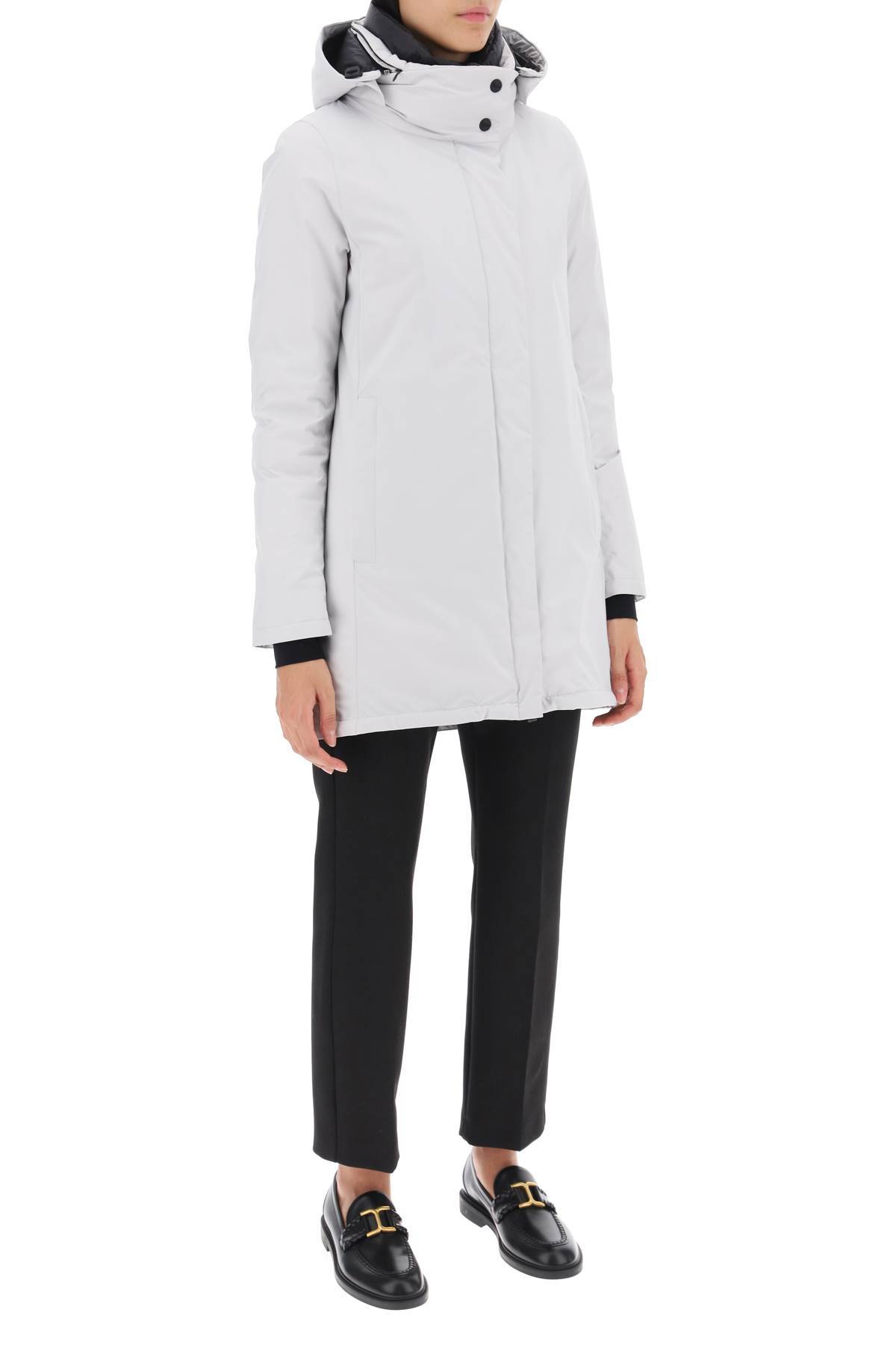 Herno Logo-print Hooded Jacket In Gray