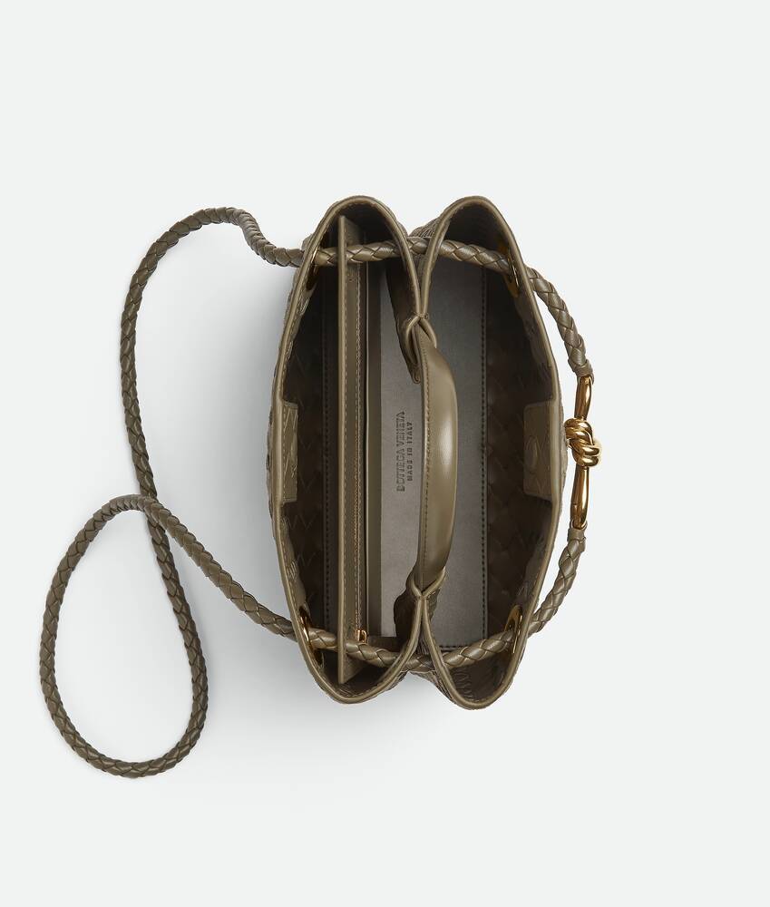 Bottega Veneta Andiamo Intrecciato Small Suede Tote Bag In Green