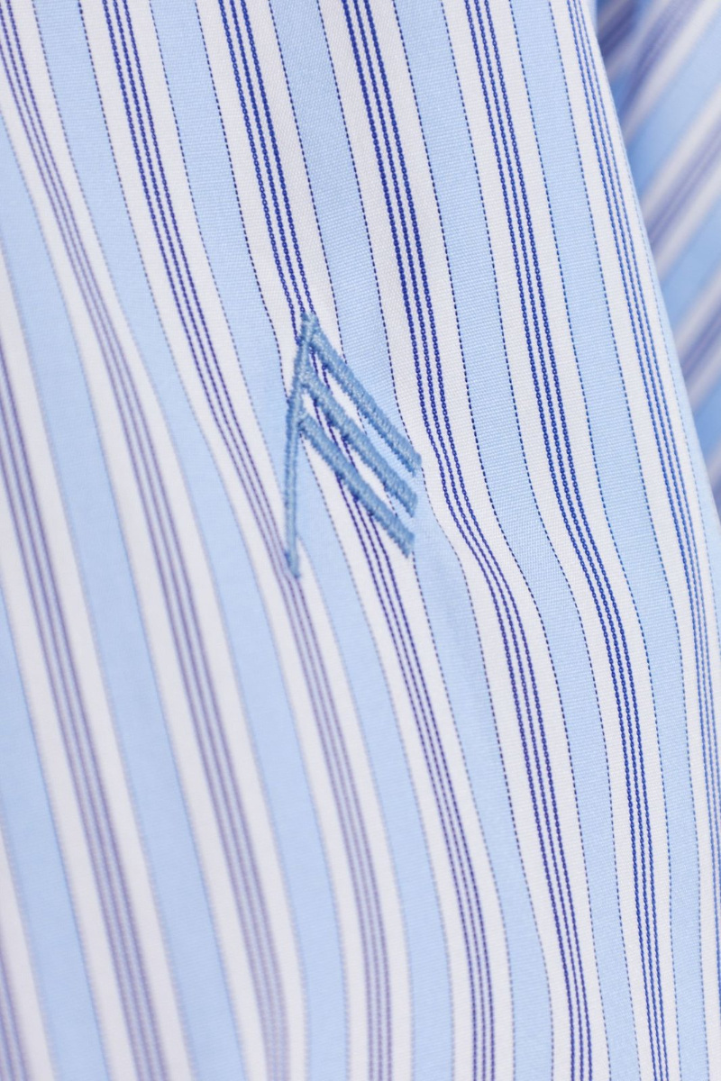 Attico Striped Embroidered Shirt In Blue