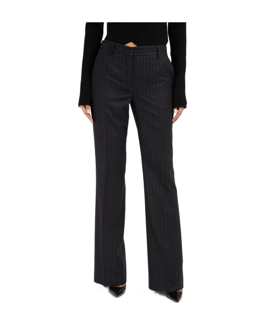 Dries Van Noten Pinstripe Flannel Parchia Trousers In Black