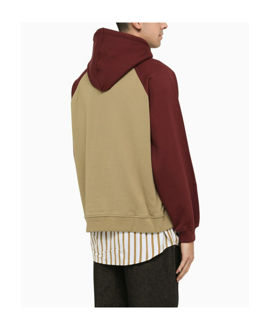Sunnei Two-tone Cotton Sweatshirt With Drawstring Hood In Multi