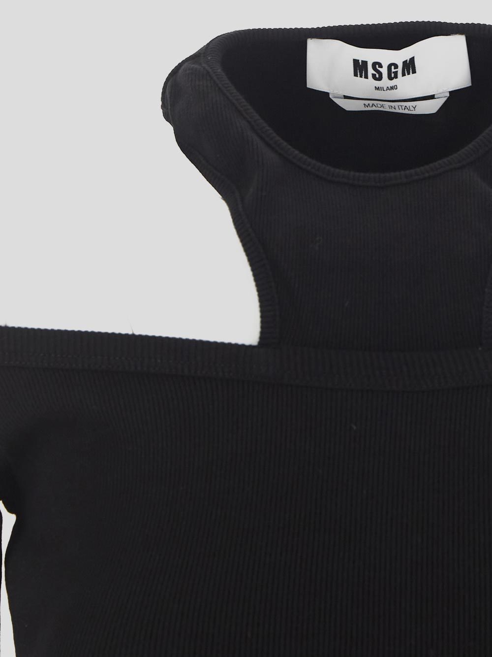 Msgm Bare Shoulder Rib Blouse In Black