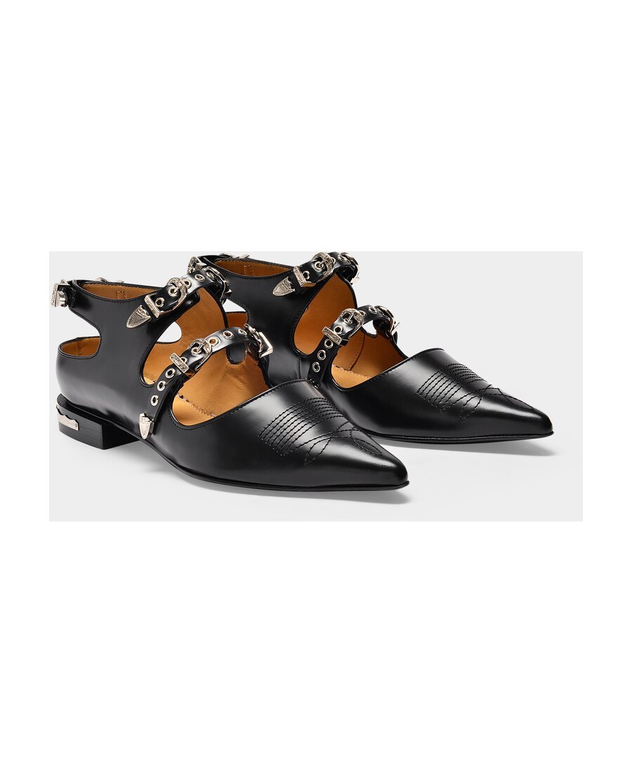 Toga Buckle Flats In Black