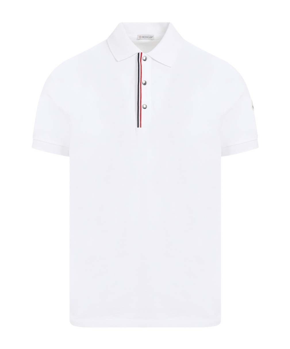 Moncler Short-sleeve Piqué Polo Shirt In White
