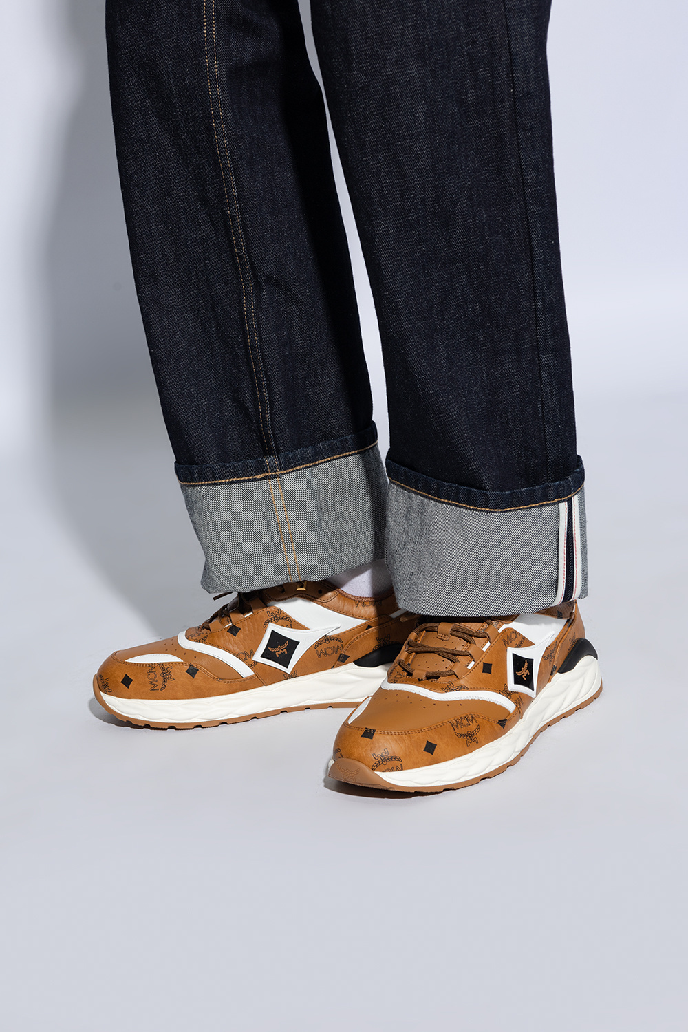 Mcm Skywander Lo Sneakers In Visetos In Brown