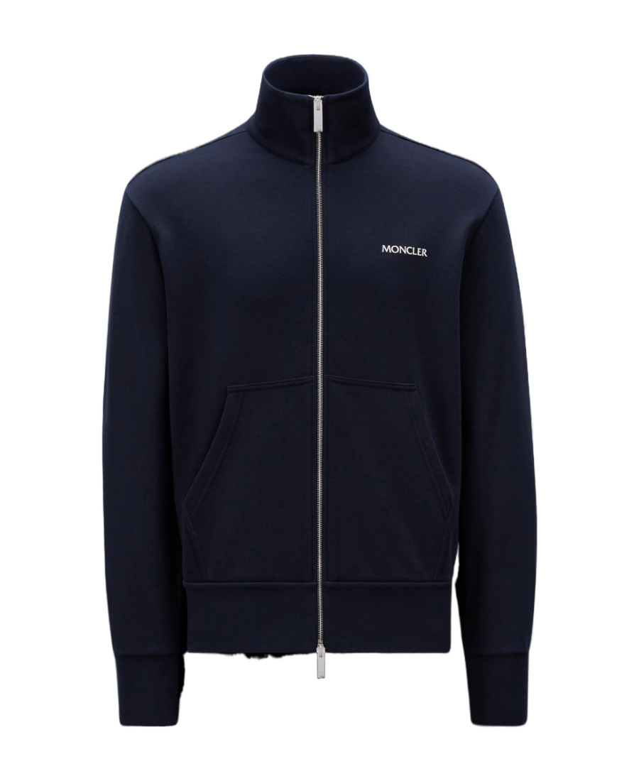 Moncler Cotton High-neck Jacket In Blue