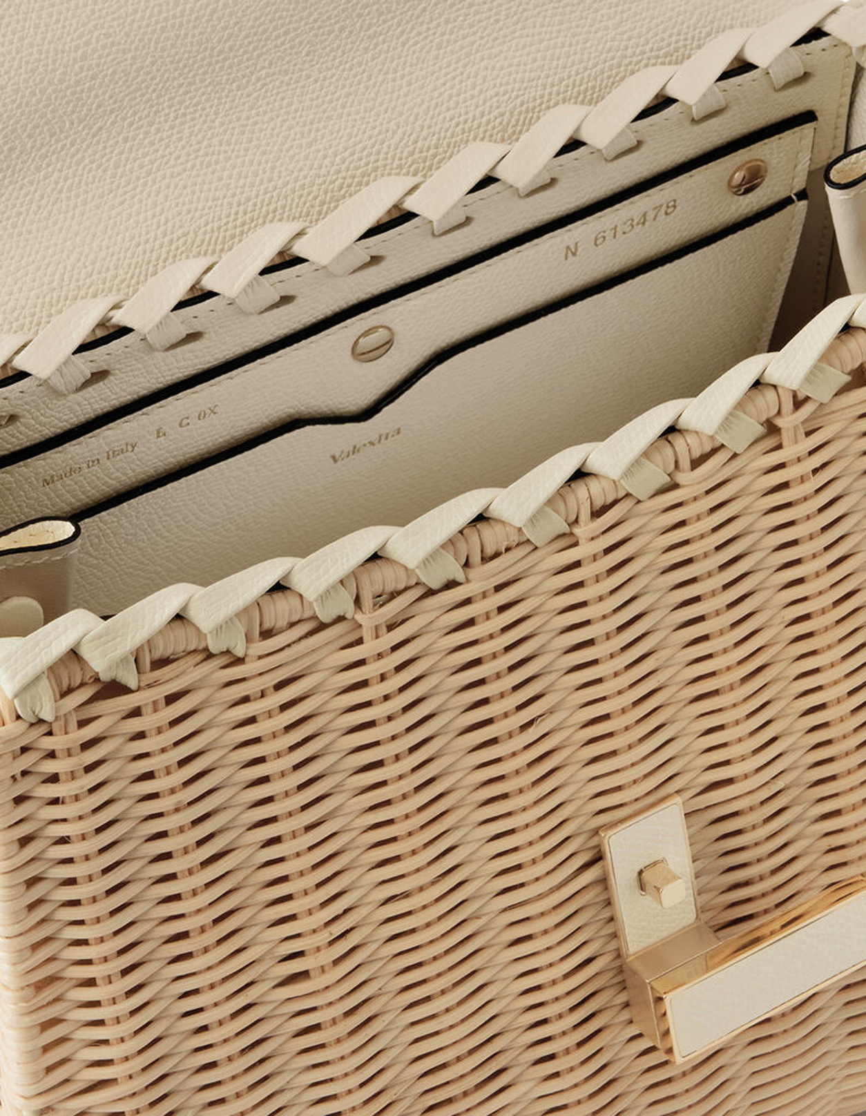 Valextra Iside Wicker Top Handle Medium Bag In Brown