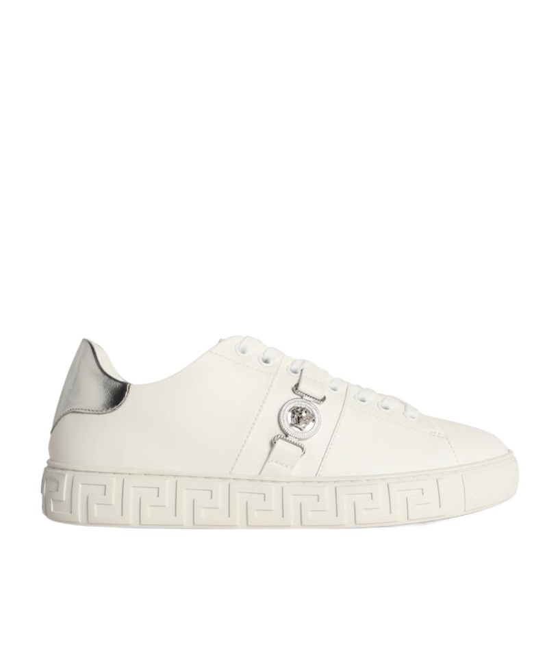 Versace Free Bio White Faux Leather Sneakers In White