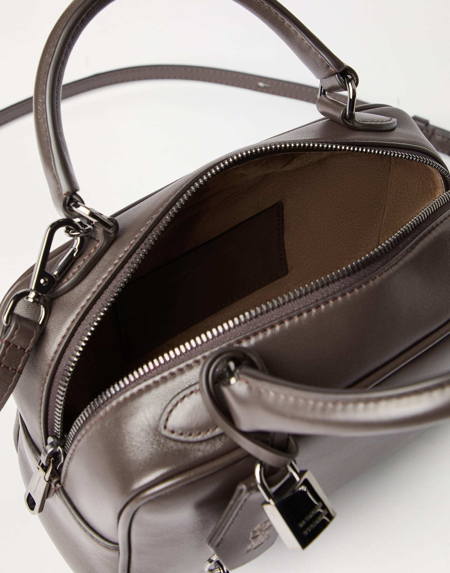 Brunello Cucinelli Boston Explorer Top-handle Padlock Bag In Black