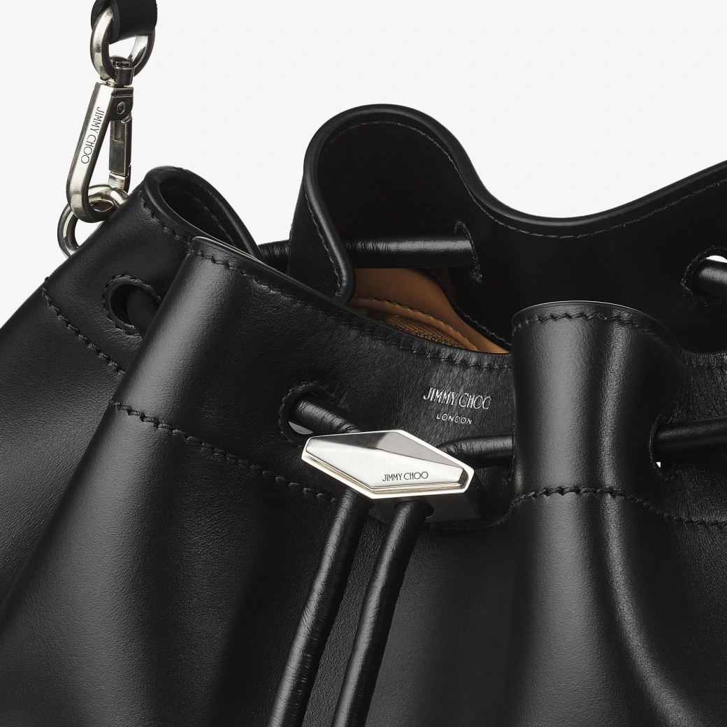 Jimmy Choo Cinch M Leather Bucket Bag In Black