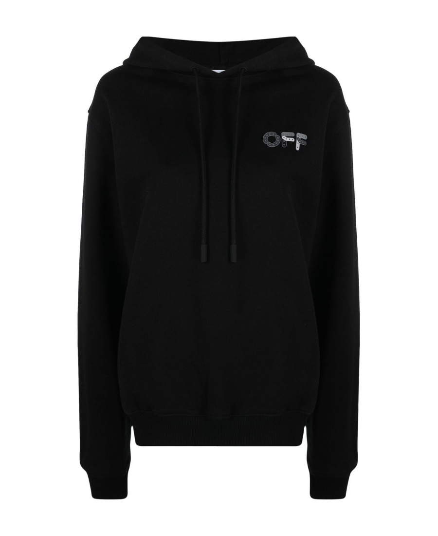 Off-white Arrow Motif Drawstring Hoodie In Black