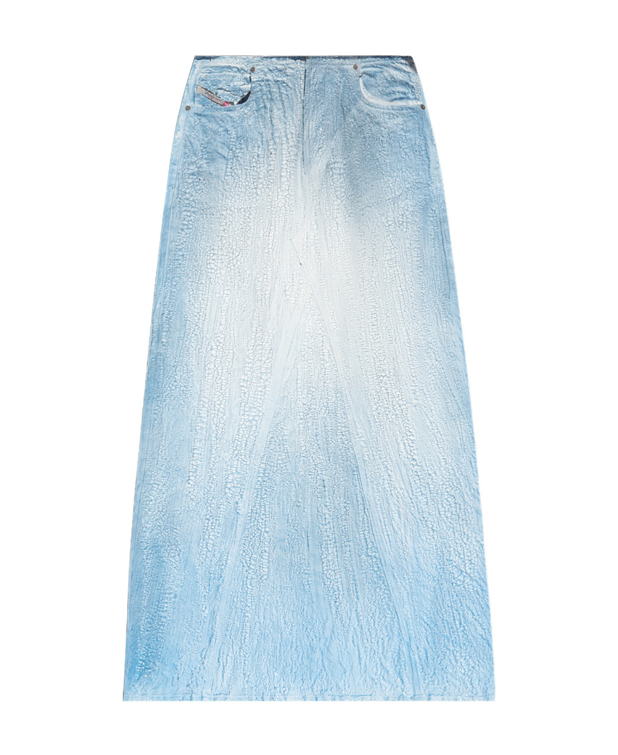Shop Diesel Washed A-line Lyocell Maxi Skirt In Blue