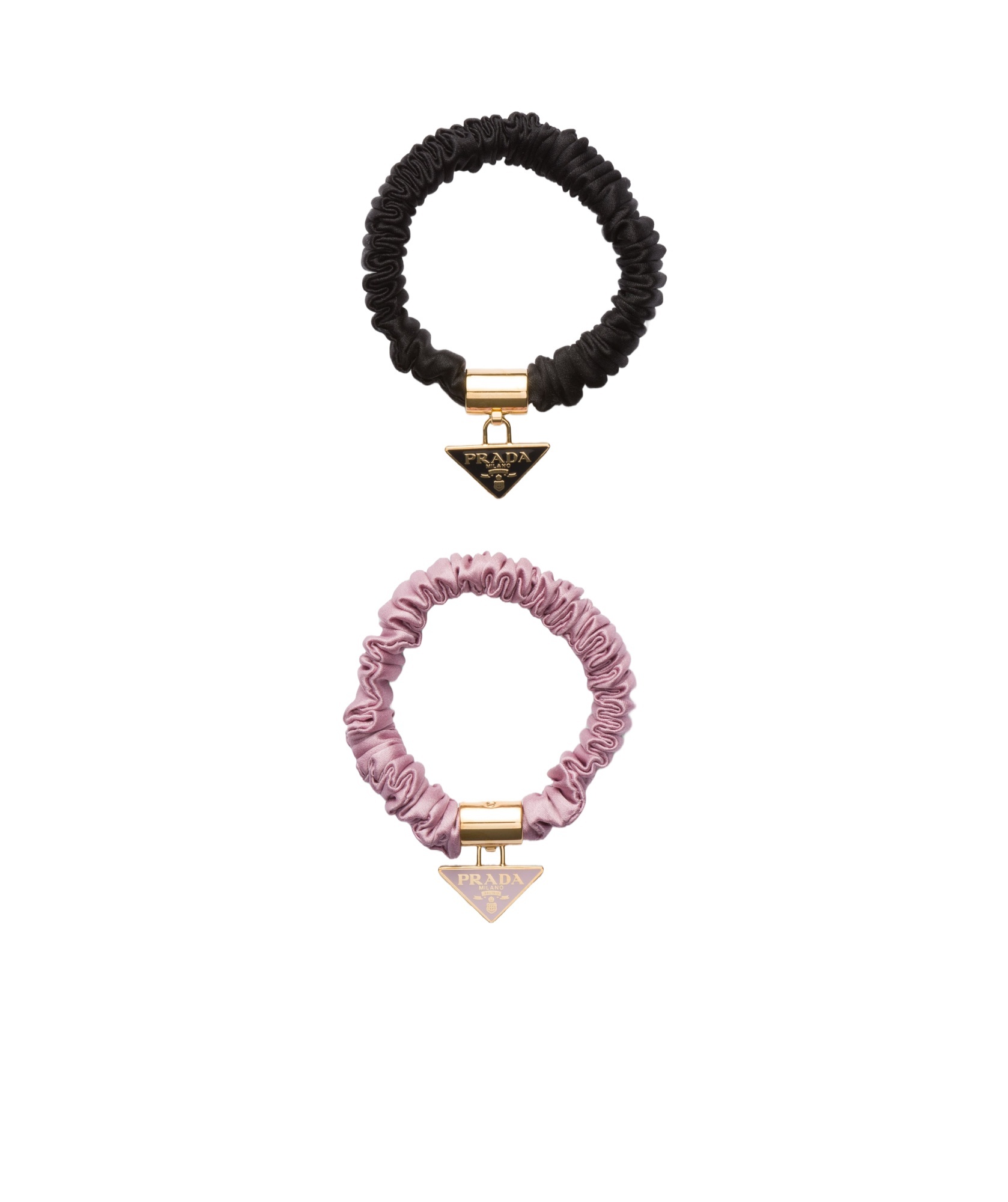 Prada Logo Elastic Hair Set In Black