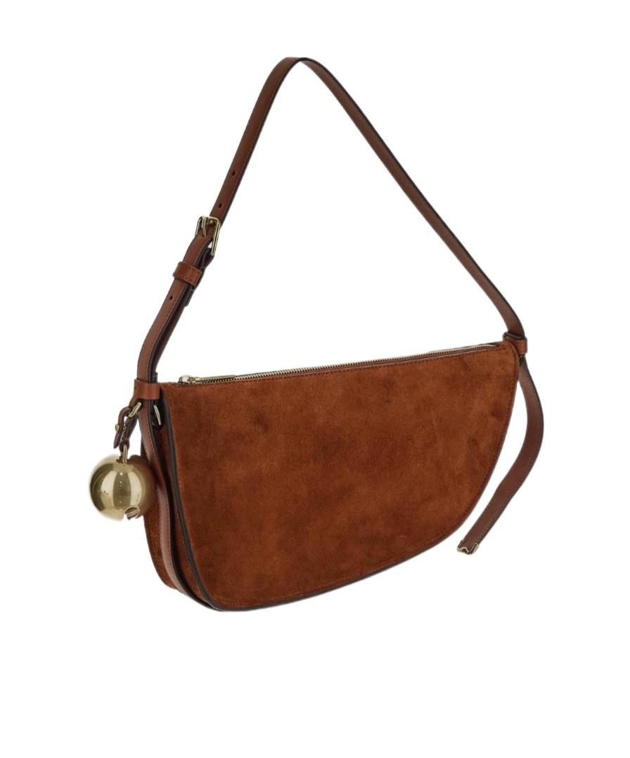Burberry Shield Sling Suede Shoulder Bag In Brown