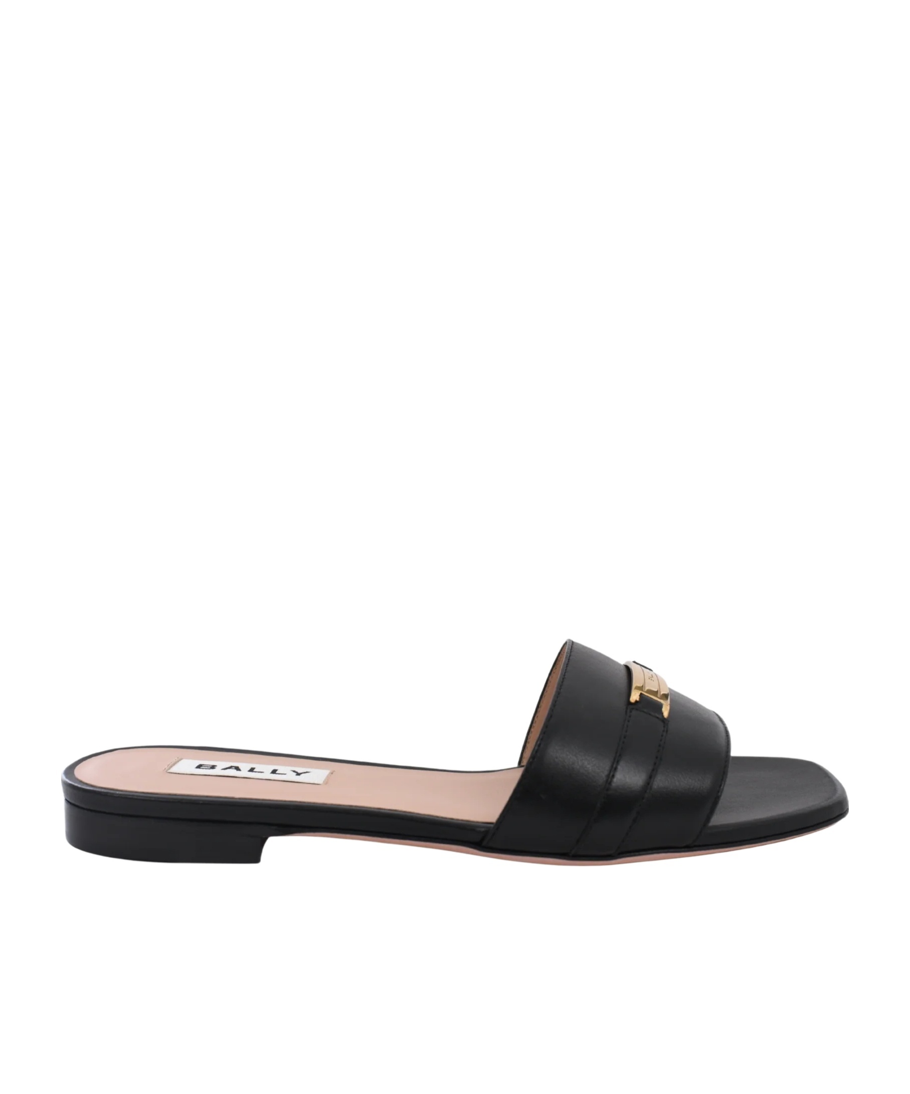 Bally Square Toe Flat Sandals In Black