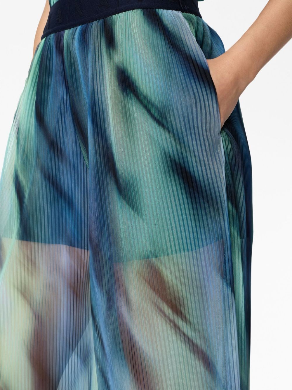 Shop Armani Exchange Abstract-print Wide-leg Trousers In Blue