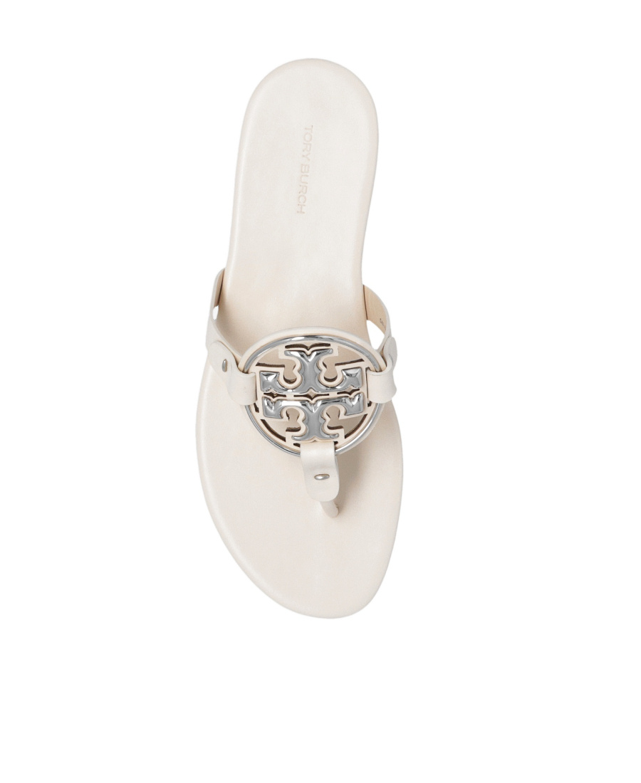 Tory Burch Miller Logo-plaque Sandals In Nude