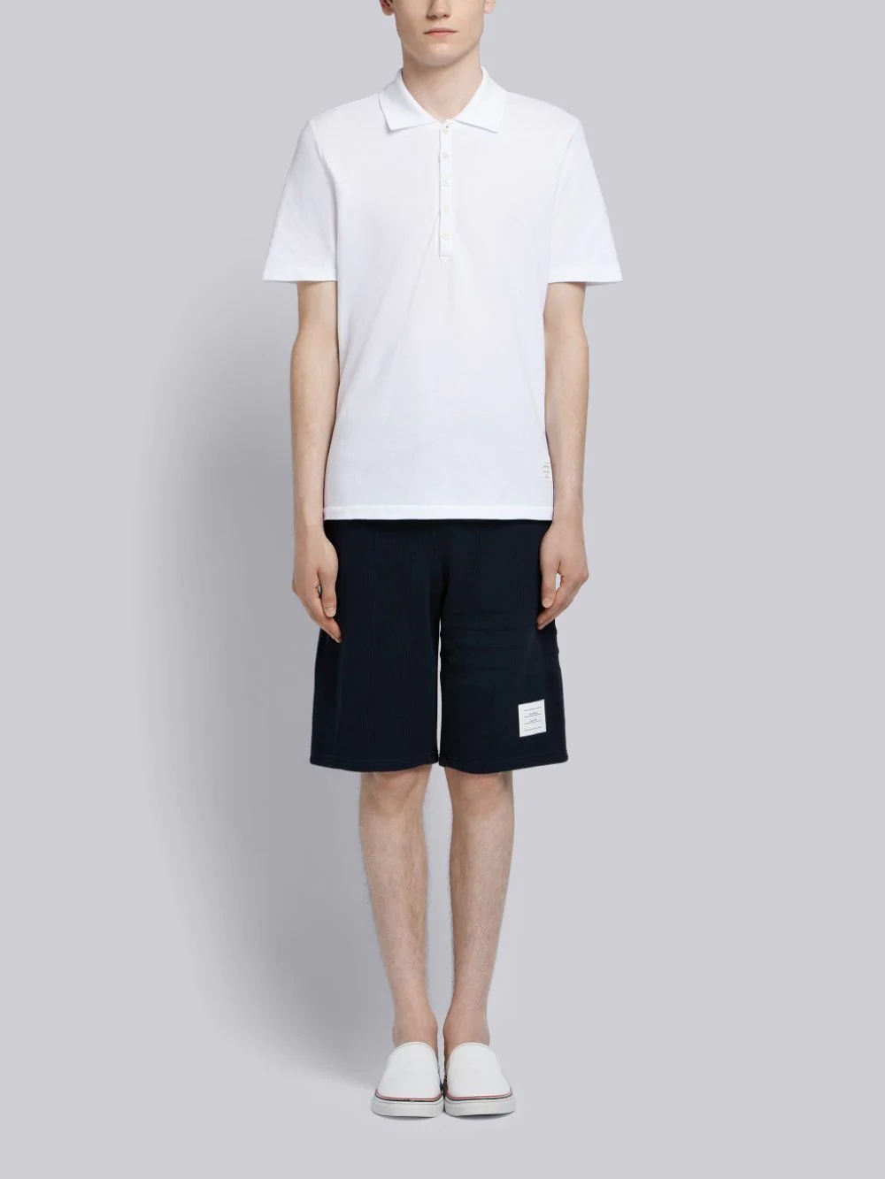 Thom Browne Embroidered Cotton Track Shorts In Black