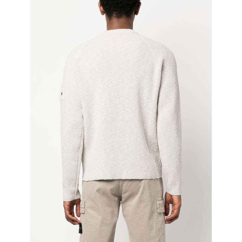 Stone Island Lgo-patch Ribbed-knit Jumper In Yellow