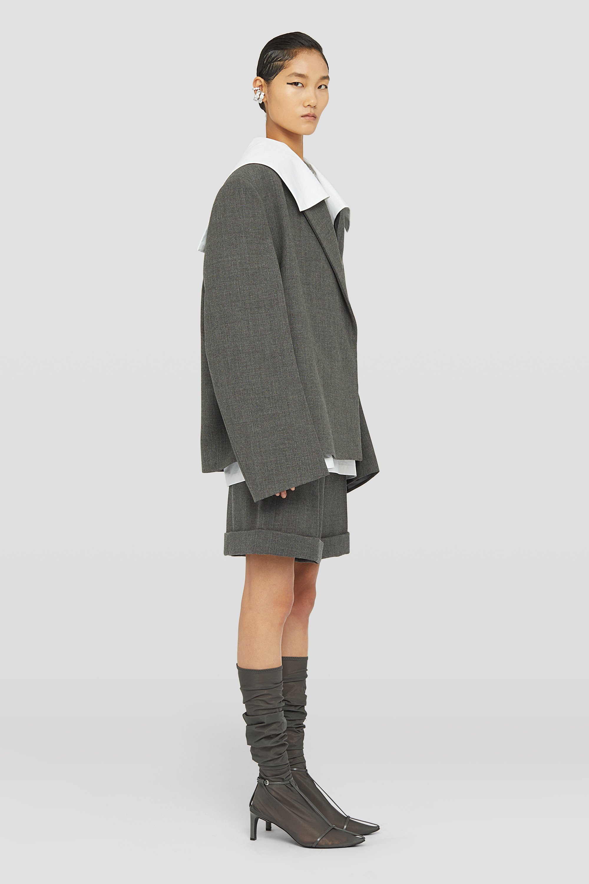 Jil Sander Tailored Wool Shorts In Gray