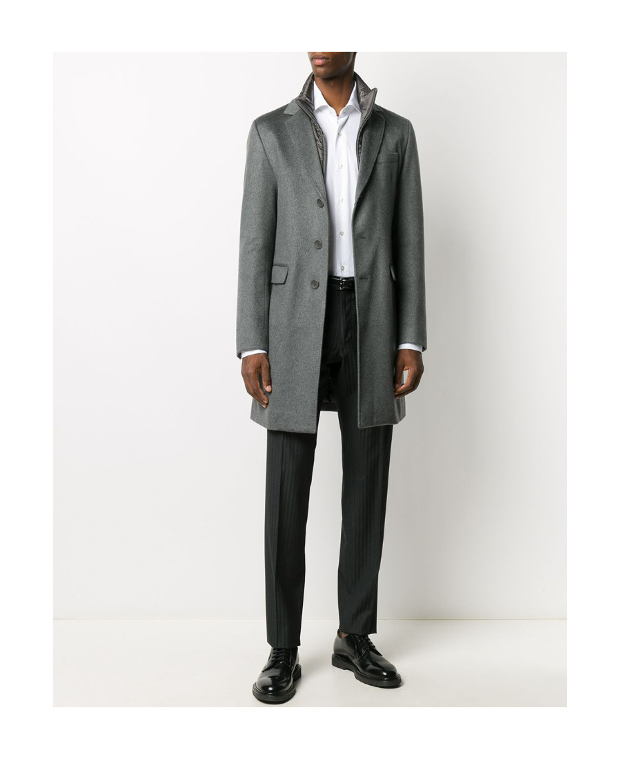 Herno Single-breasted Layered Coat In Black