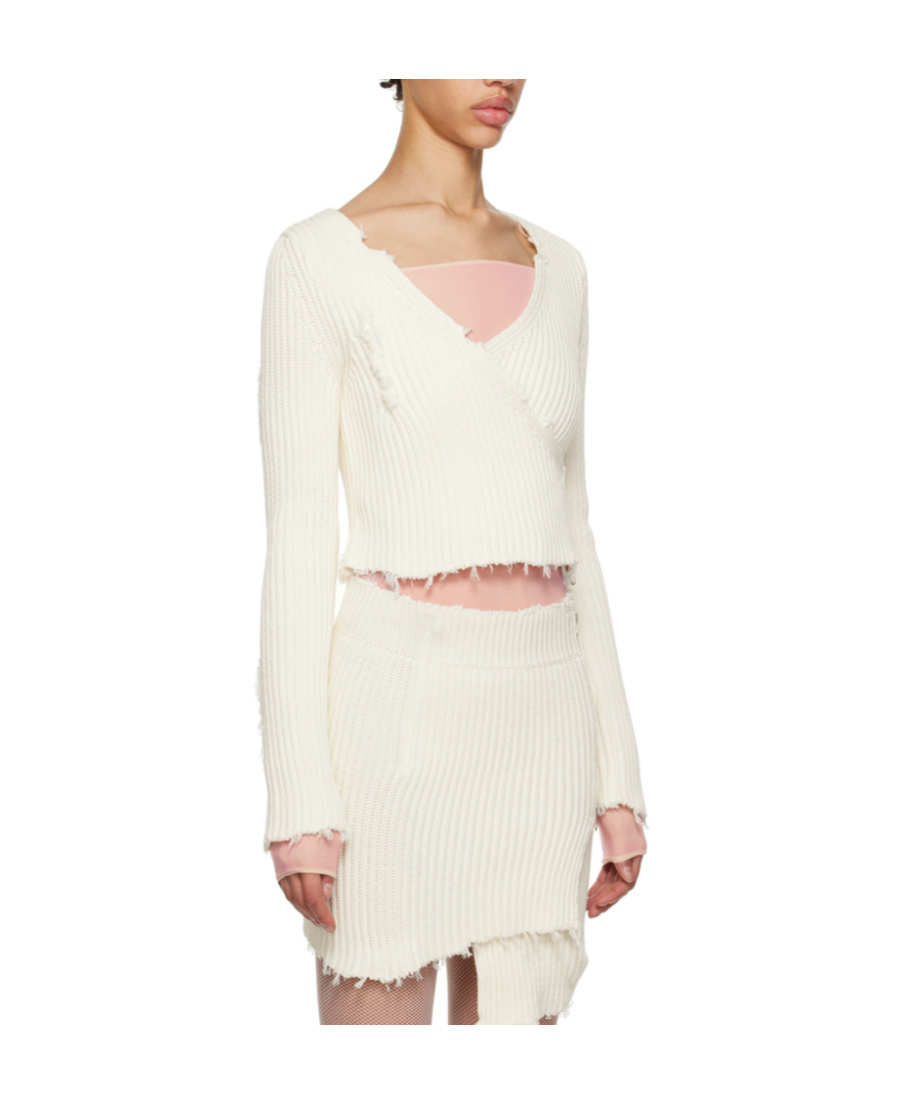Mm6 Maison Margiela Making Old Zippered Cardigans In White