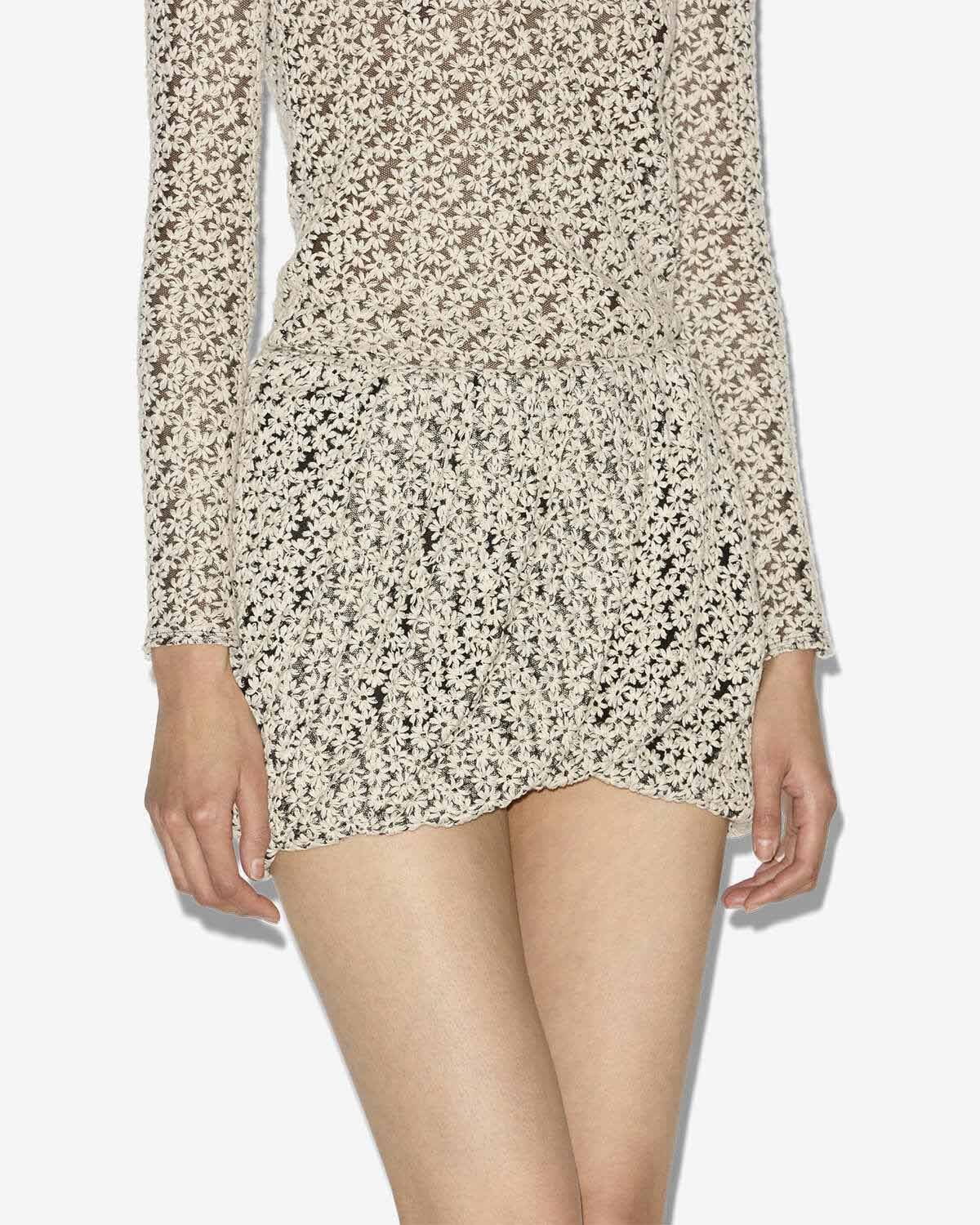 Isabel Marant Stacya Draped Embroidered Cotton-blend Tulle Mini Skirt In Neutral