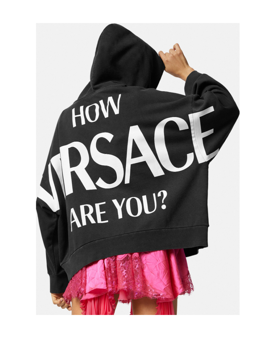 Versace Hooded Sweatshirt With Logo In Black