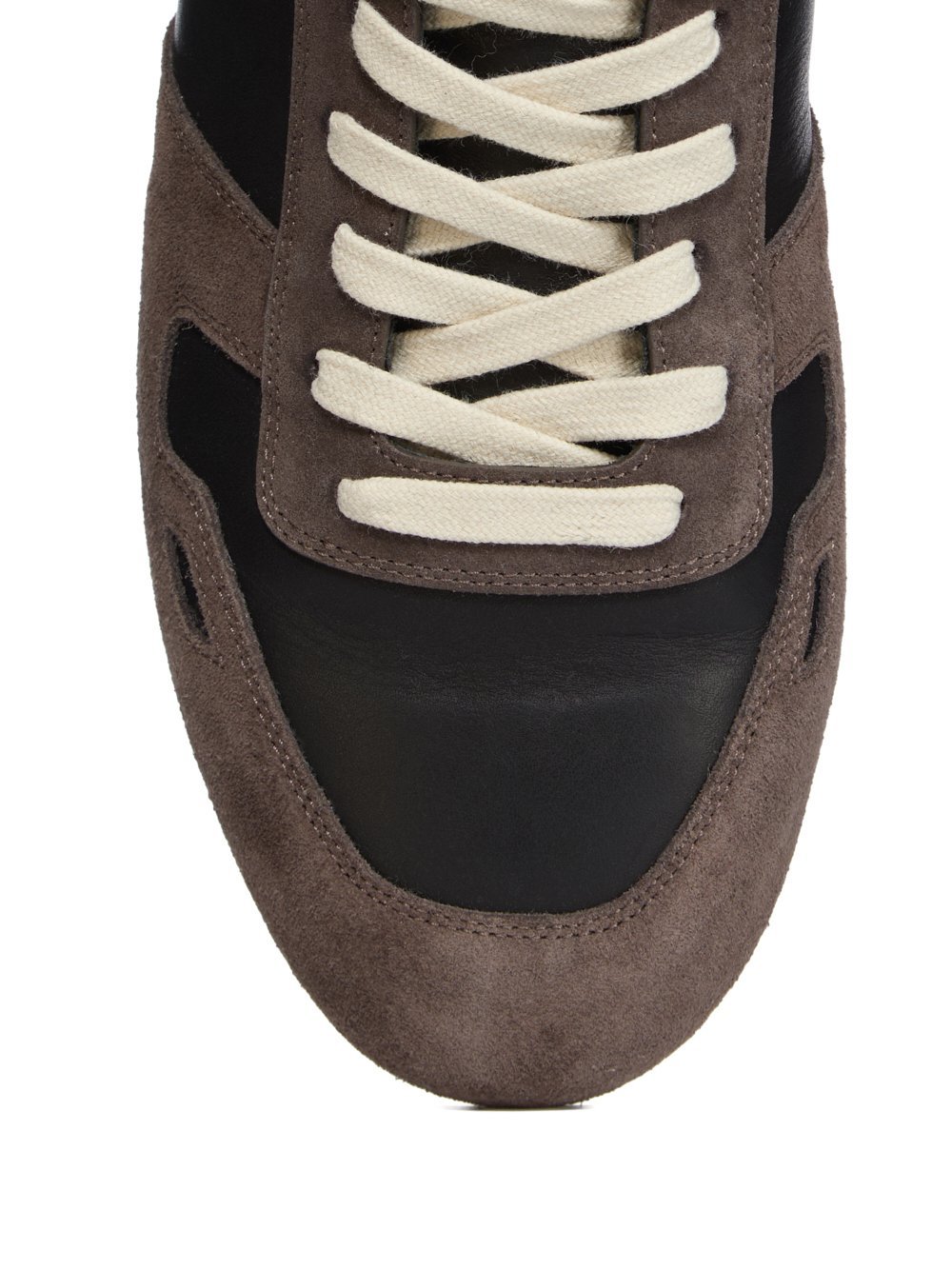 Rick Owens Panelled Suede And Leather Sneakers In Brown