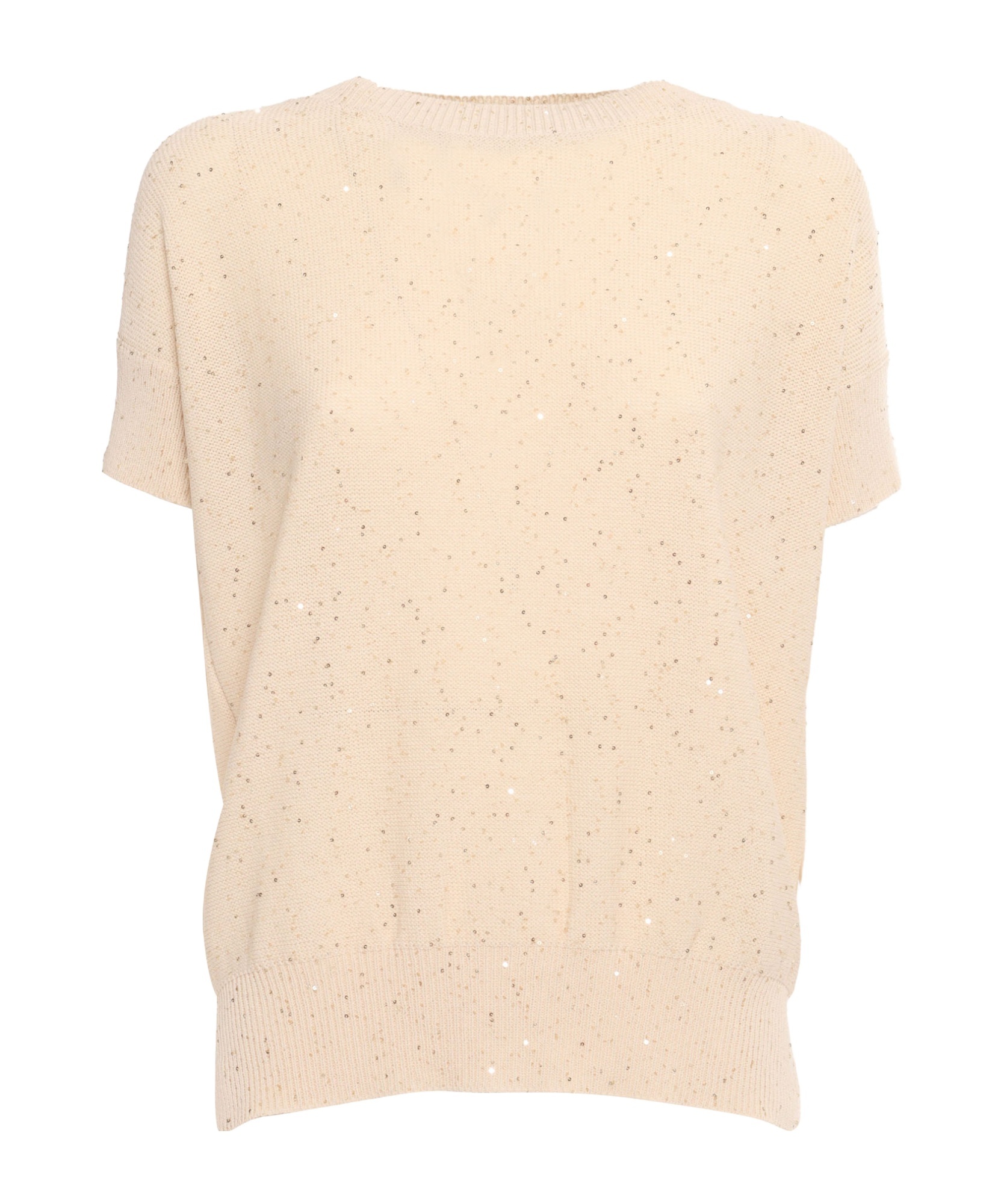 Lorena Antoniazzi Short-sleeved Knitted T-shirt In Nude