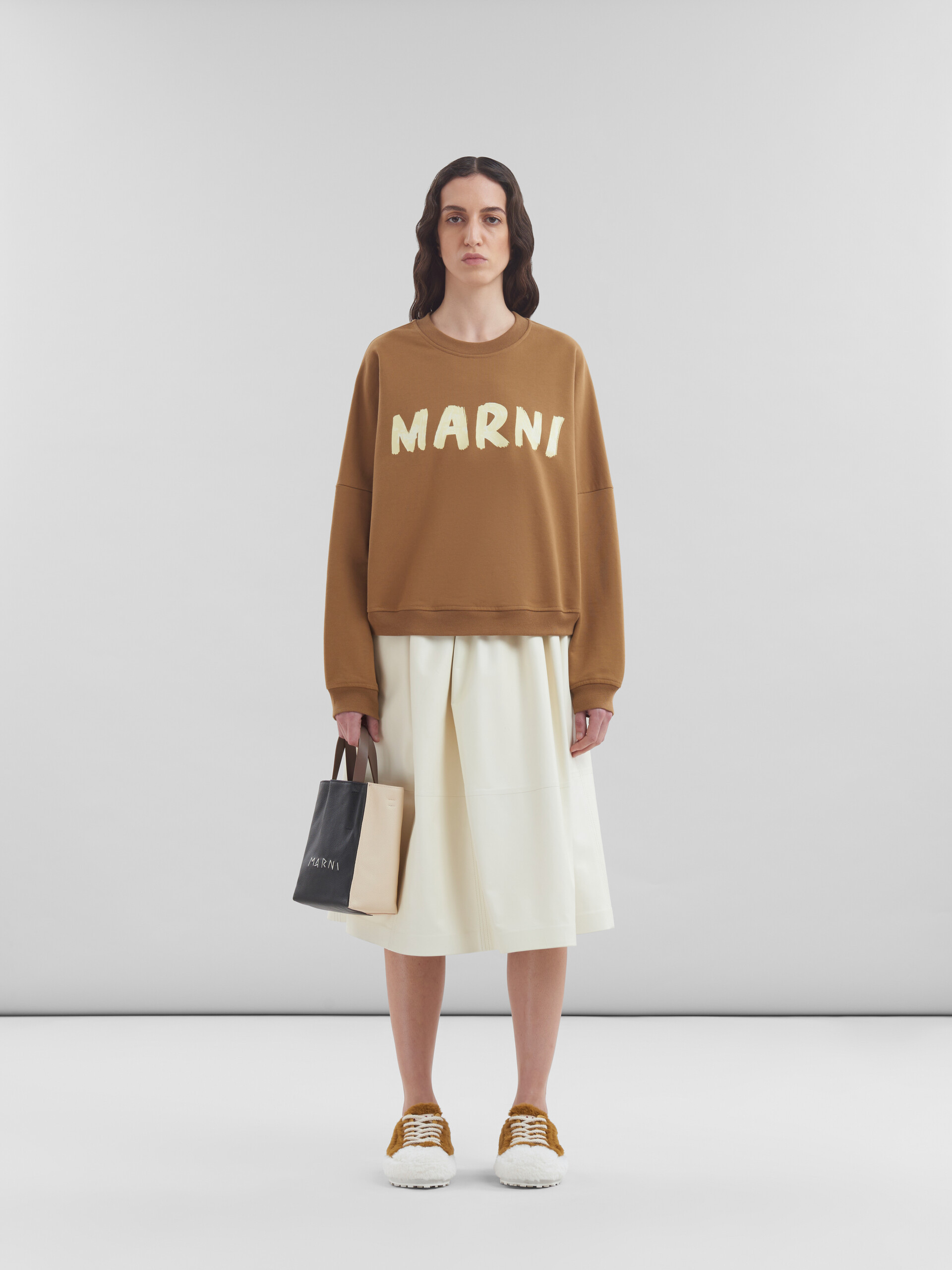 Marni Borsa A Mano Museo Mini In Pelle Bicolor Donna In Black