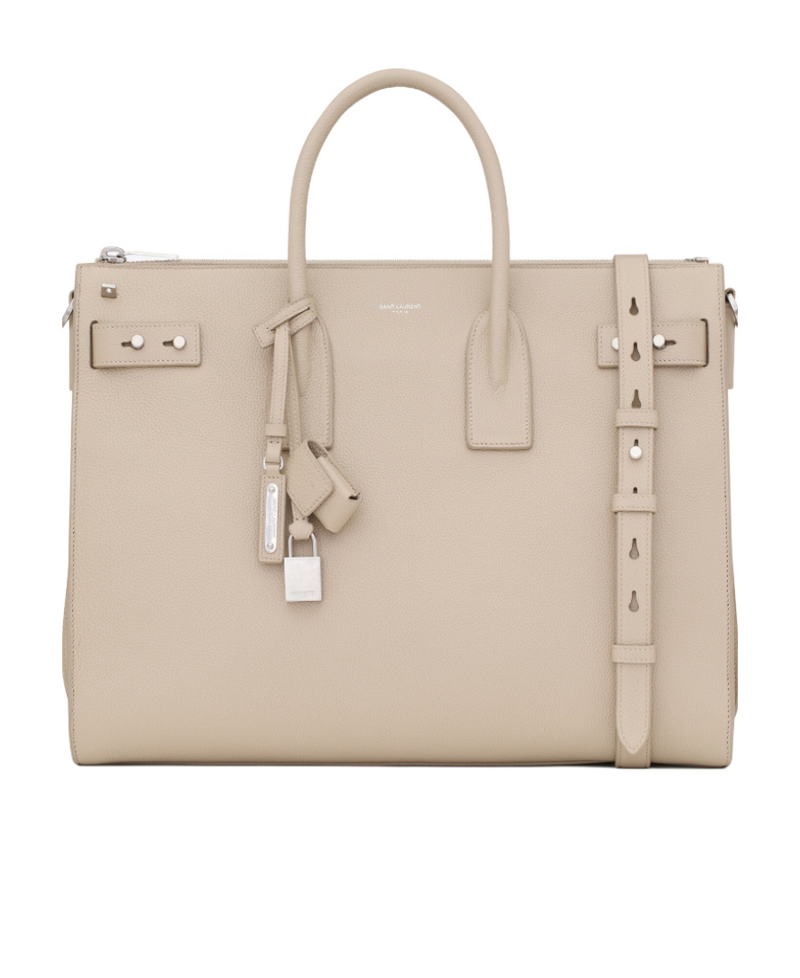 Saint Laurent Sac Du Jour Grained-leather Tote Bag In Nude