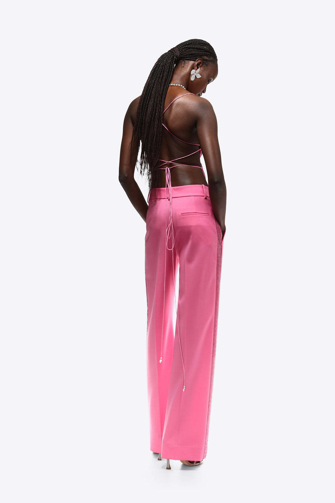 AREA CRYSTAL-EMBELLISHED PALAZZO TROUSERS