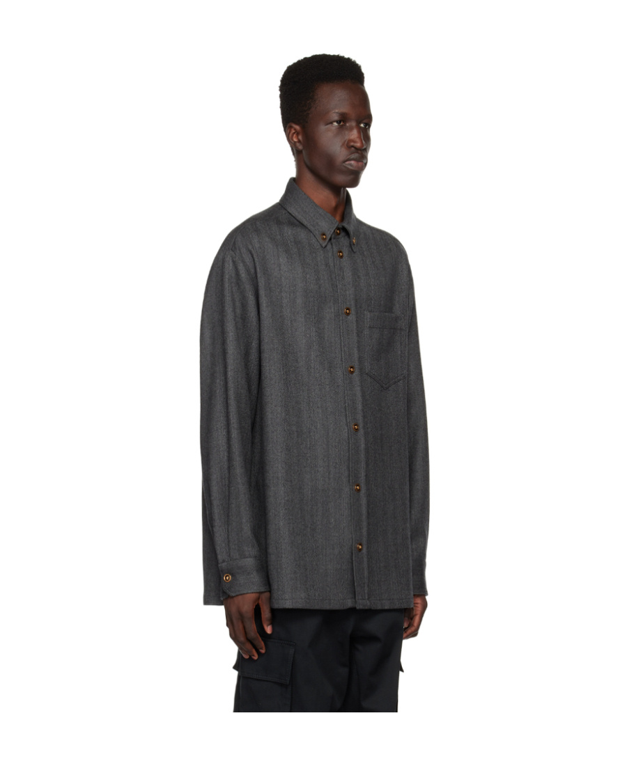 Versace Gray Medusa Shirt In Gray