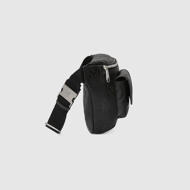 Gucci Jumbo Gg Monogram Embossed Belt Bag In Black