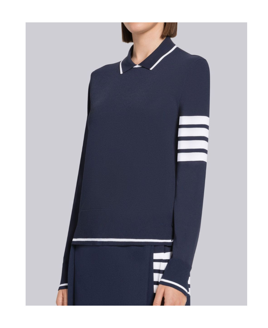 Thom Browne Jersey Pullover Polo Jumper In Blue