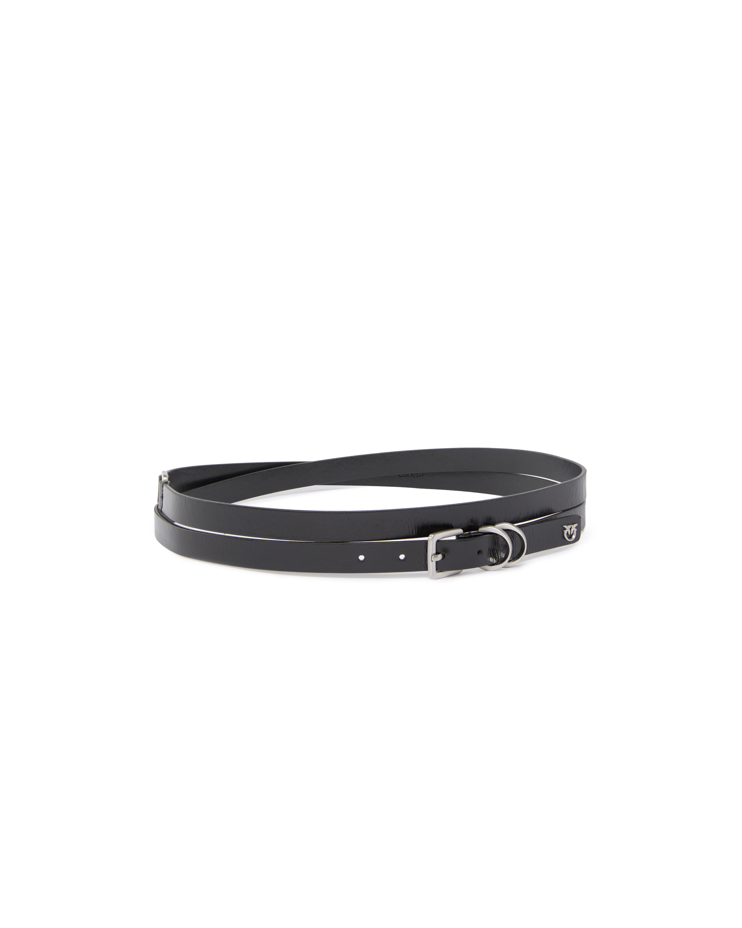 Pinko Black Logo Solid Belt In Black