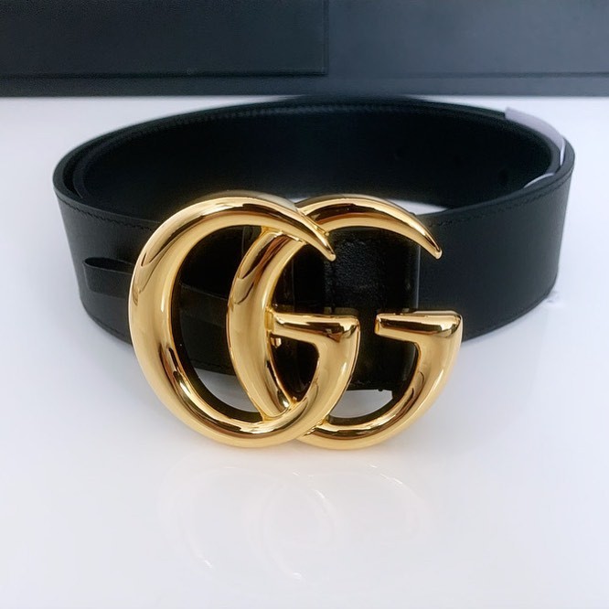 Gucci Gg Leather Belt In Black