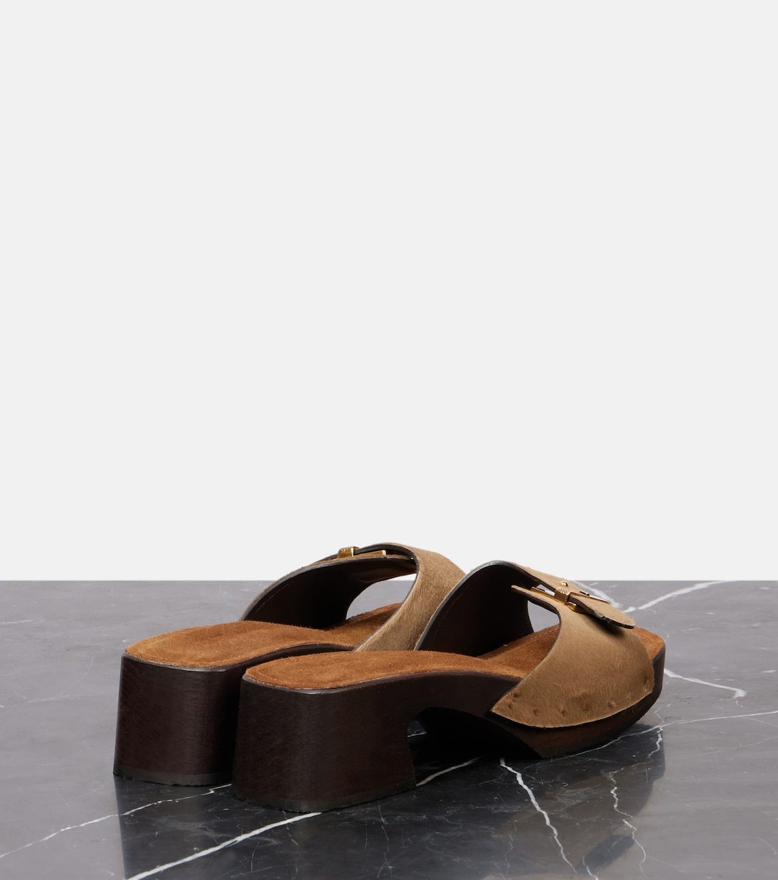 Khaite Britt 25 Calf Hair Clogs In Neutral